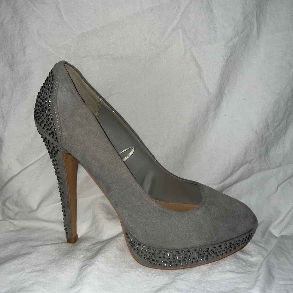 Suede Grey Heels